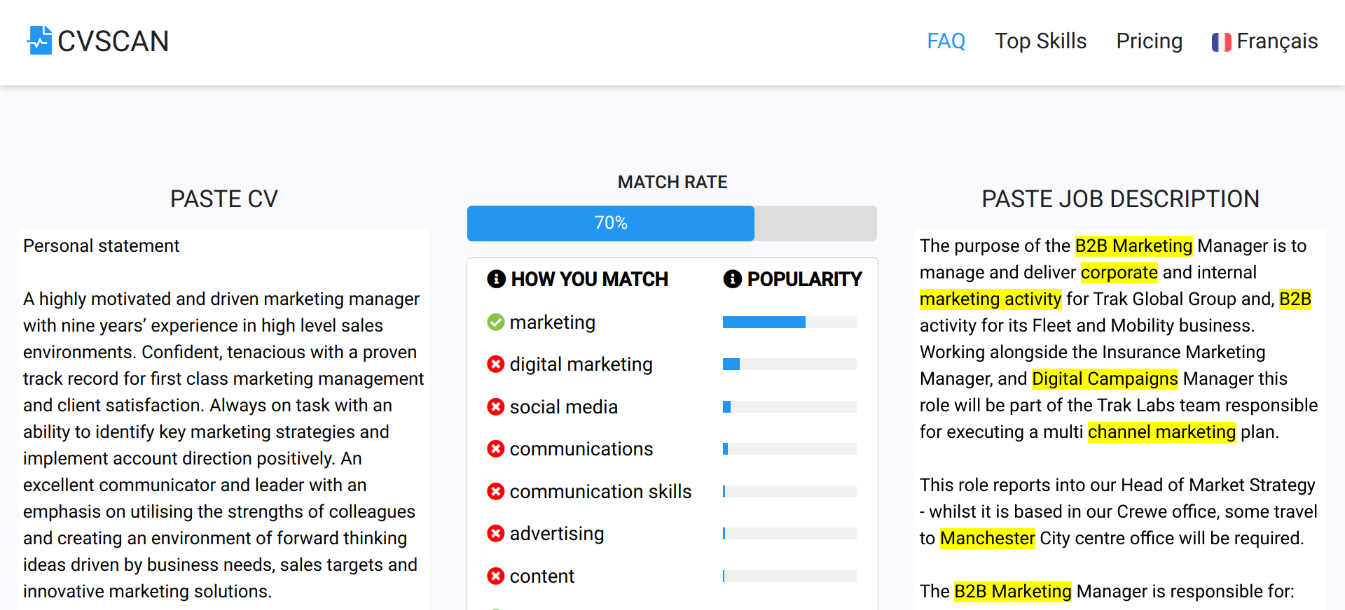 CV Keyword Scanner FREE Instant CV Score